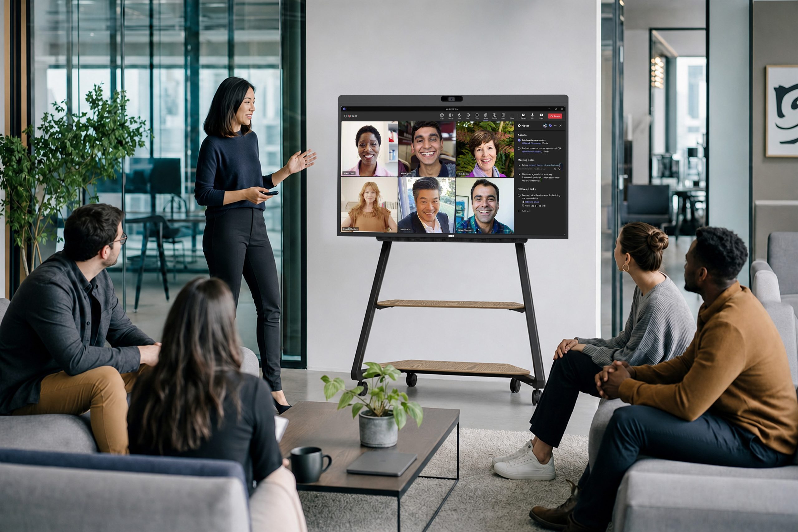 DTEN D7X AI Board in office meeting room